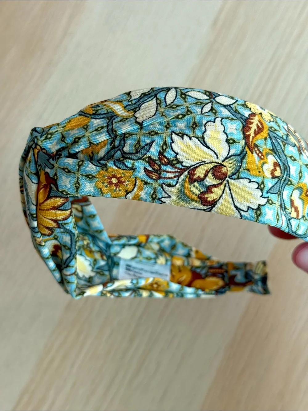 Anthropologie Mosaic Knotted Headband Floral Aqua Green Mustard Boho Bohemian